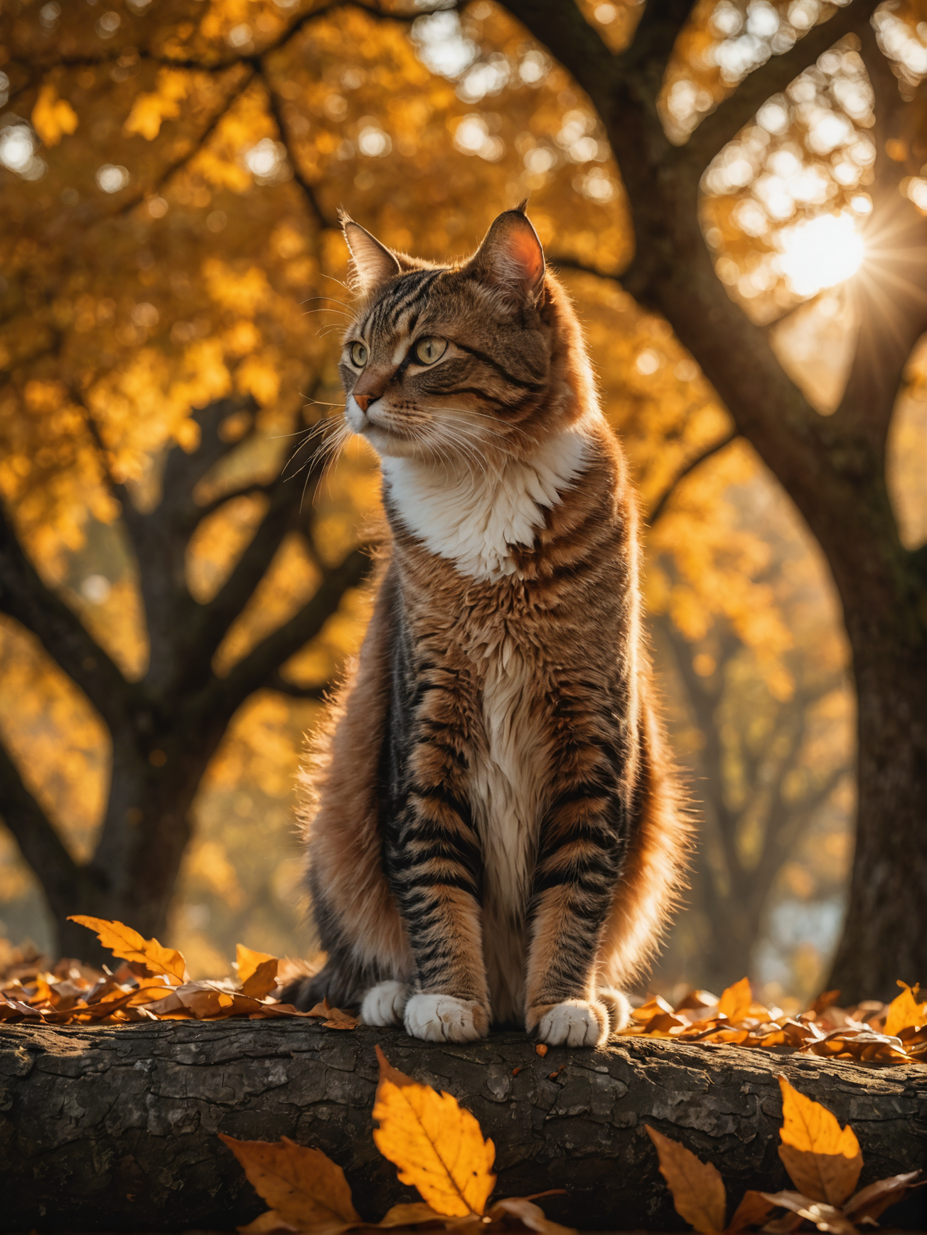 31074852-554464374-photo of a Cat poised gracefully atop an ancient oak tree, autumn leaves fluttering around, golden hour casting long shadows, ba.png